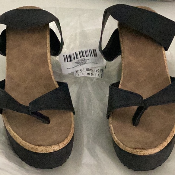 Yasirun Womens Sandals Platform Wedge Heels - black - size 42 (9-9.5) - new - Picture 3 of 9